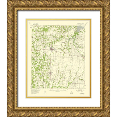 Whitesboro Texas Quad - USGS 1959 Gold Ornate Wood Framed Art Print with Double Matting by USGS