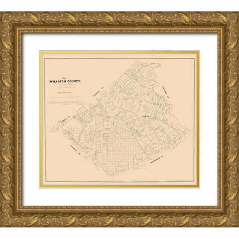Wharton County Texas - Walsh 1880 Gold Ornate Wood Framed Art Print with Double Matting by Walsh