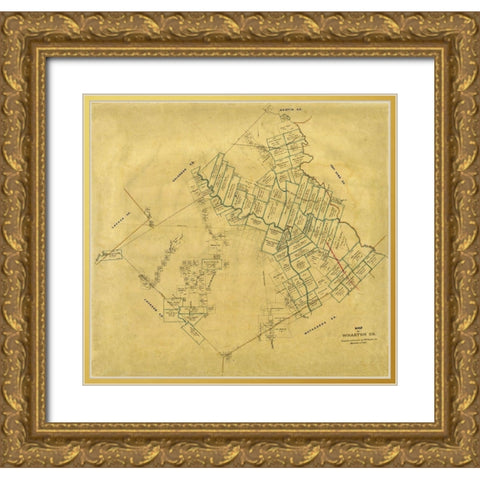 Wharton County Texas - Pressler 1865 Gold Ornate Wood Framed Art Print with Double Matting by Pressler