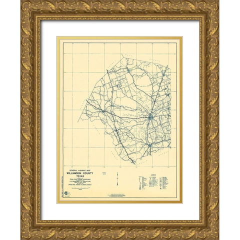Williamson Texas 1 of 2 - Highway Dept 1936 Gold Ornate Wood Framed Art Print with Double Matting by Highway Dept