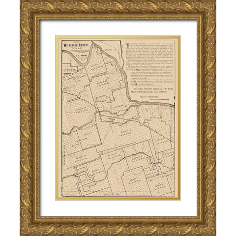Wilbarger County Texas - Nabers 1887 Gold Ornate Wood Framed Art Print with Double Matting by Nabers