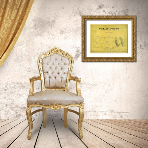 Willacy County Texas - Giles 1921 Gold Ornate Wood Framed Art Print with Double Matting by Giles