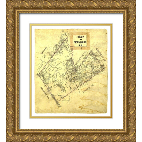 Wilson County Texas -1840 Gold Ornate Wood Framed Art Print with Double Matting by Unknown