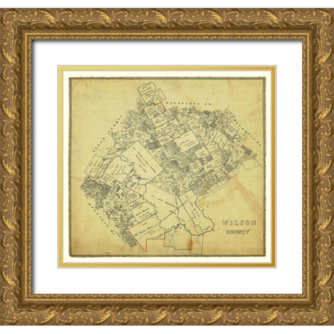 Wilson County Texas -1880 Gold Ornate Wood Framed Art Print with Double Matting by Unknown