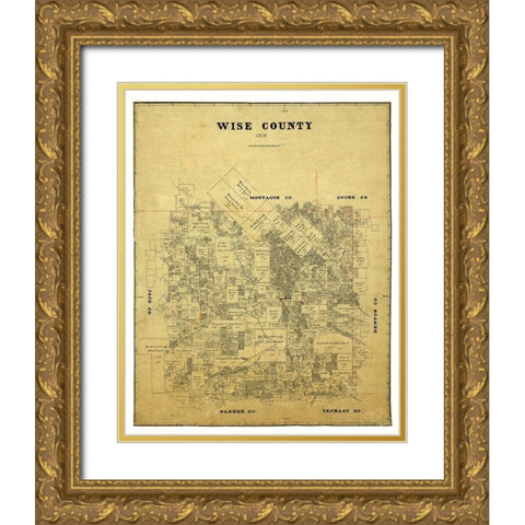 Wise County Texas -1878 Gold Ornate Wood Framed Art Print with Double Matting by Unknown