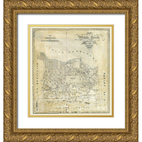 Wichita County Texas - Bean 1874 Gold Ornate Wood Framed Art Print with Double Matting by Bean