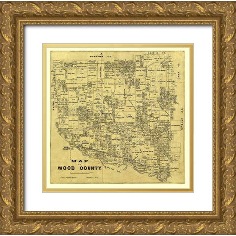 Wood County Texas -1877 Gold Ornate Wood Framed Art Print with Double Matting by Unknown