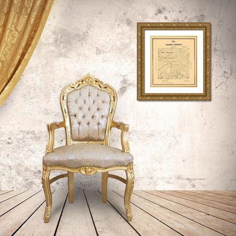 Young County Texas - Walsh 1889 Gold Ornate Wood Framed Art Print with Double Matting by Walsh
