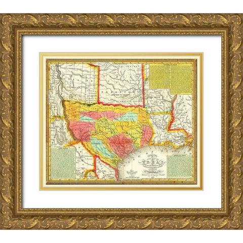 Texas - Young 1836 Gold Ornate Wood Framed Art Print with Double Matting by Young