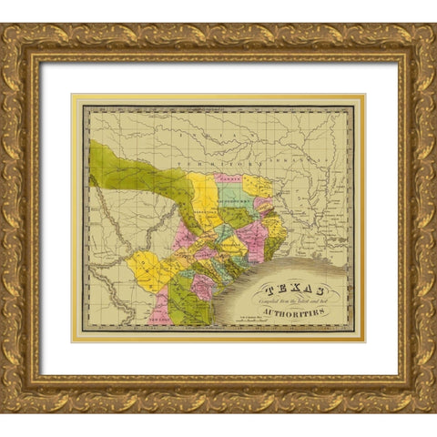 Texas - Greenleaf 1840 Gold Ornate Wood Framed Art Print with Double Matting by Greenleaf