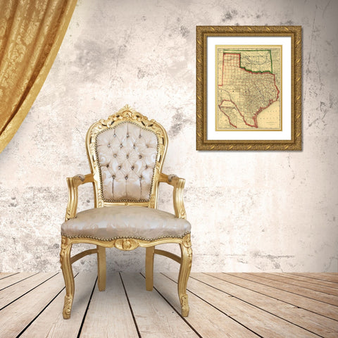 Texas - 1879 Gold Ornate Wood Framed Art Print with Double Matting by Rand McNally