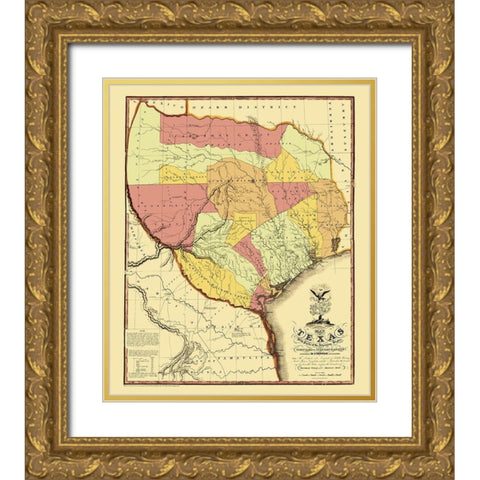 Texas - Tanner 1837 Gold Ornate Wood Framed Art Print with Double Matting by Tanner