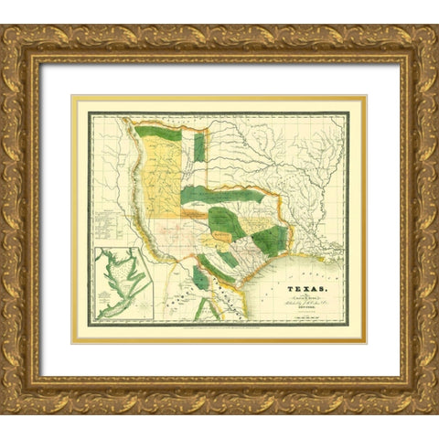 Texas - Burr 1834 Gold Ornate Wood Framed Art Print with Double Matting by Burr