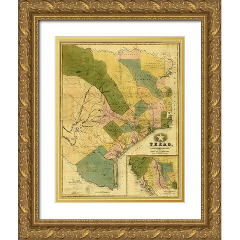 Texas - Colton 1839 Gold Ornate Wood Framed Art Print with Double Matting by Colton