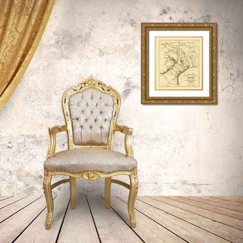 Texas showing the Alamo - Roemer 1849 Gold Ornate Wood Framed Art Print with Double Matting by Roemer