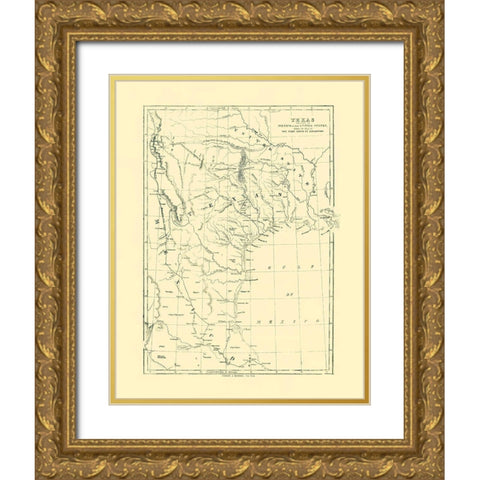 Texas, Route of 1st Santa Fe Express - Harper 1844 Gold Ornate Wood Framed Art Print with Double Matting by Harper