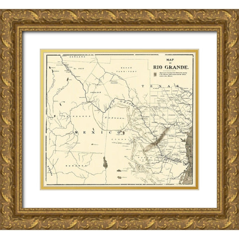 Rio Grande - 1878 Gold Ornate Wood Framed Art Print with Double Matting by Unknown