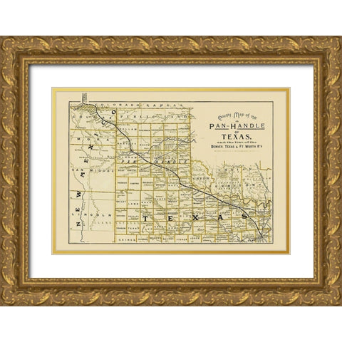 Denver, Texas and Ft Worth Railroad - Northrup Gold Ornate Wood Framed Art Print with Double Matting by Northrup