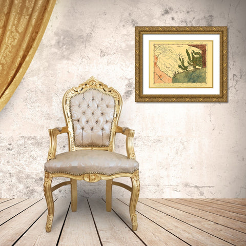 Province of Mexican Texas - 1820 Gold Ornate Wood Framed Art Print with Double Matting by Unknown