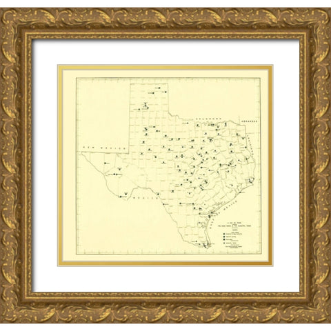 Texas State and Municipal Parks 1936 Gold Ornate Wood Framed Art Print with Double Matting by Texas Planning Board