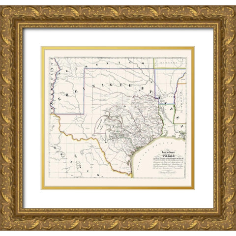 Texas - Association for German Immigrants 1851 Gold Ornate Wood Framed Art Print with Double Matting by Association for German Immigrants