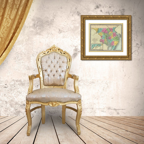 Delaware, Maryland - Burr 1835 Gold Ornate Wood Framed Art Print with Double Matting by Burr