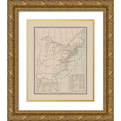 Colonial Indian Nations - Cram 1892 Gold Ornate Wood Framed Art Print with Double Matting by Cram