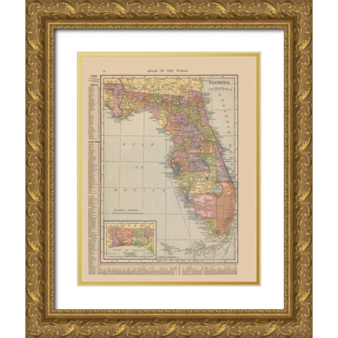 Florida - Hammond 1910 Gold Ornate Wood Framed Art Print with Double Matting by Hammond