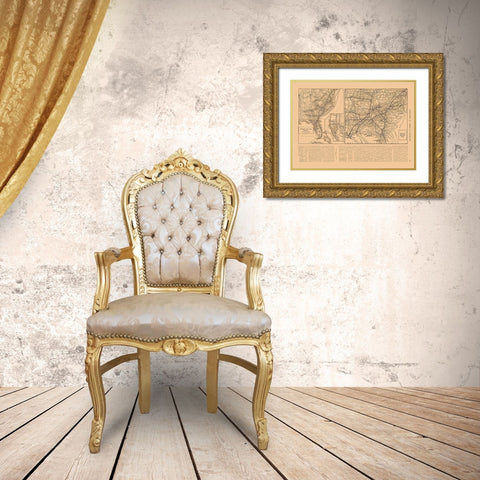 South West US - Railroad - Reynold 1921 Gold Ornate Wood Framed Art Print with Double Matting by Reynold