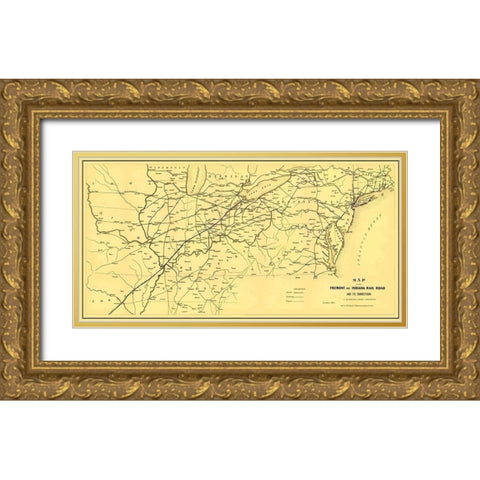 Fremont and Indiana Railroad - Arthur 1858 Gold Ornate Wood Framed Art Print with Double Matting by Arthur