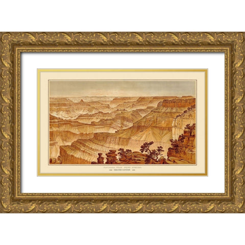 Grand Canyon, Point Sublime Arizona - Bien 1882 Gold Ornate Wood Framed Art Print with Double Matting by Bien
