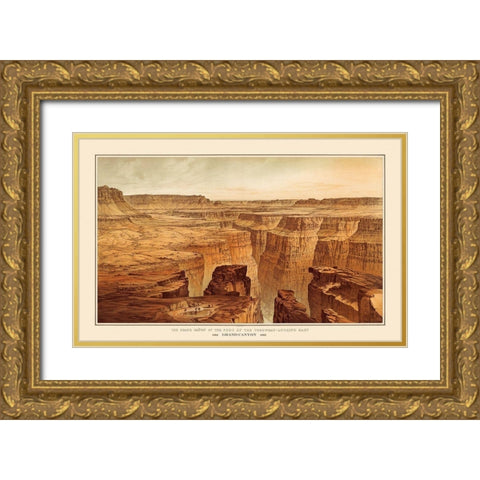 Grand Canyon, Toroweap Arizona - Bien 1882 Gold Ornate Wood Framed Art Print with Double Matting by Bien