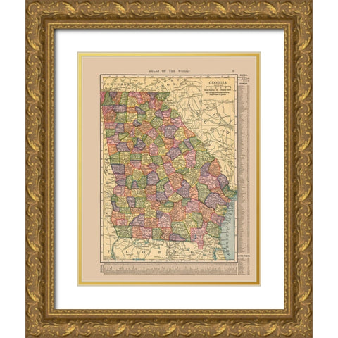 Georgia - Hammond 1910 Gold Ornate Wood Framed Art Print with Double Matting by Hammond
