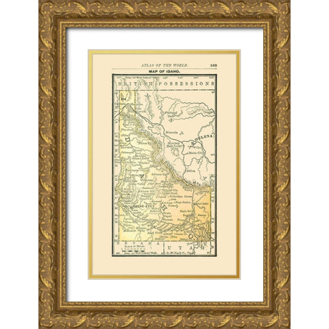 Idaho - Alden 1886 Gold Ornate Wood Framed Art Print with Double Matting by Alden