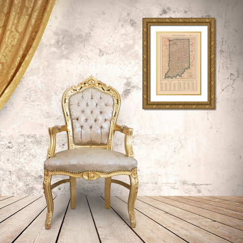 Indiana - Reynold 1921 Gold Ornate Wood Framed Art Print with Double Matting by Reynold