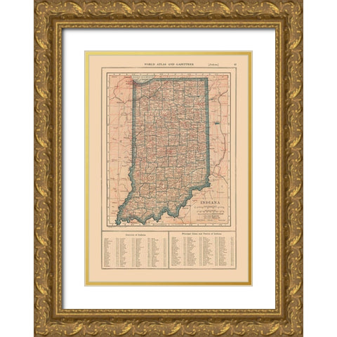 Indiana - Reynold 1921 Gold Ornate Wood Framed Art Print with Double Matting by Reynold