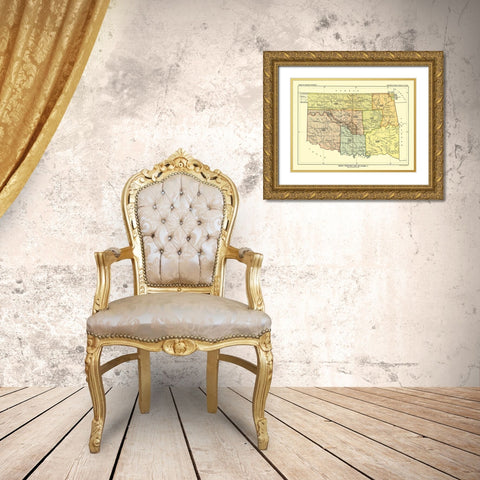 Indian Territory Oklahoma - Hoen 1896 Gold Ornate Wood Framed Art Print with Double Matting by Hoen