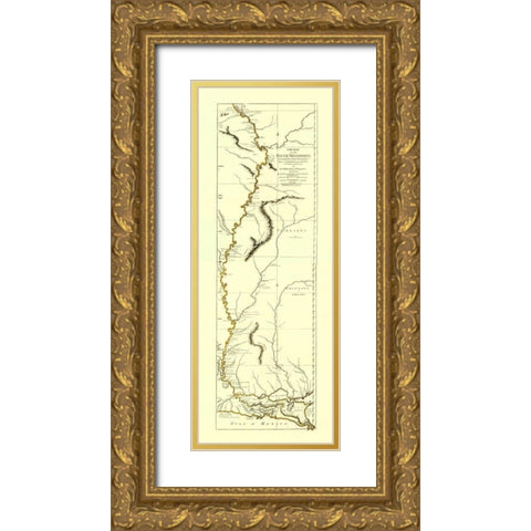 Mississippi River from Fort Chartres to the Mouth Gold Ornate Wood Framed Art Print with Double Matting by Sayer