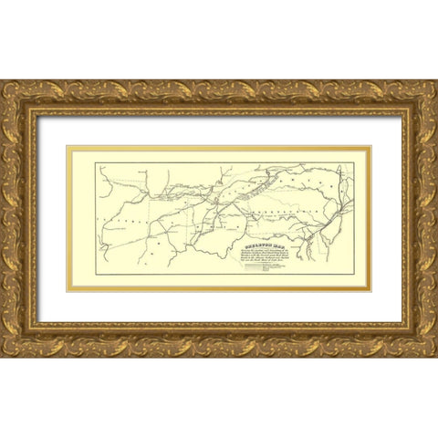 Michigan Southern Railroad Skeleton - Jervis 1850 Gold Ornate Wood Framed Art Print with Double Matting by Jervis