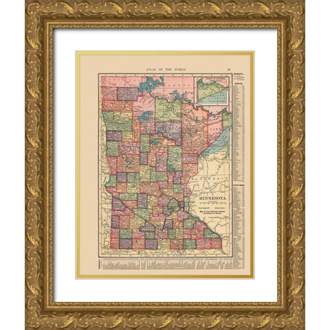 Minnesota - Hammond 1910 Gold Ornate Wood Framed Art Print with Double Matting by Hammond