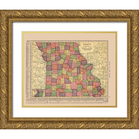 Missouri - Hammond 1910 Gold Ornate Wood Framed Art Print with Double Matting by Hammond