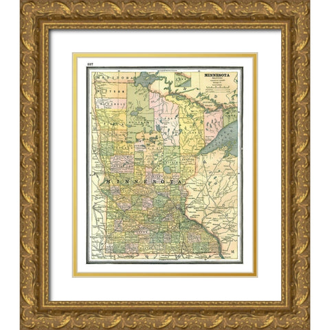 Minnesota - Johnson 1888 Gold Ornate Wood Framed Art Print with Double Matting by Johnson