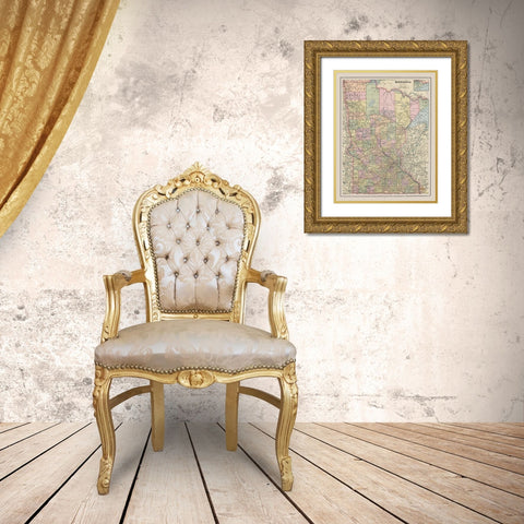 Minnesota - Cram 1892 Gold Ornate Wood Framed Art Print with Double Matting by Cram