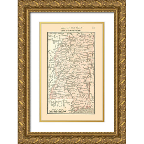 Mississippi - Alden 1886 Gold Ornate Wood Framed Art Print with Double Matting by Alden