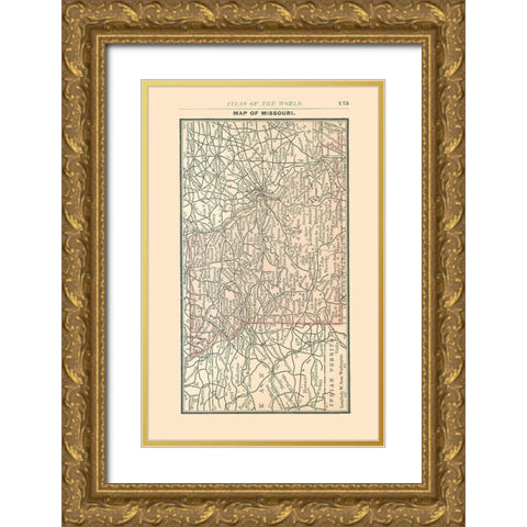 Missouri - Alden 1886 Gold Ornate Wood Framed Art Print with Double Matting by Alden