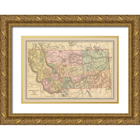 Montana - Cram 1888 Gold Ornate Wood Framed Art Print with Double Matting by Cram