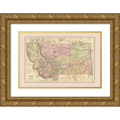 Montana - Cram 1892 Gold Ornate Wood Framed Art Print with Double Matting by Cram