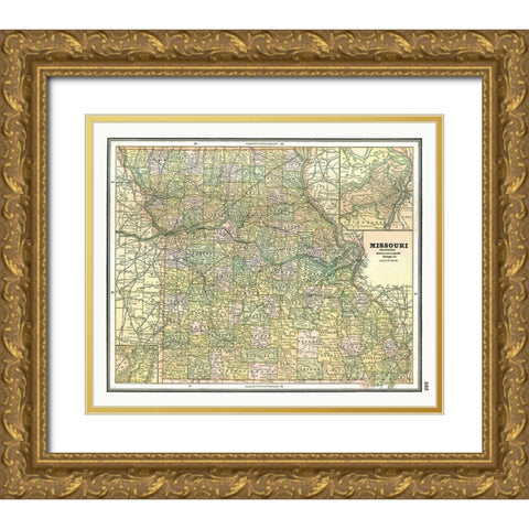 Missouri - Johnson 1888 Gold Ornate Wood Framed Art Print with Double Matting by Johnson