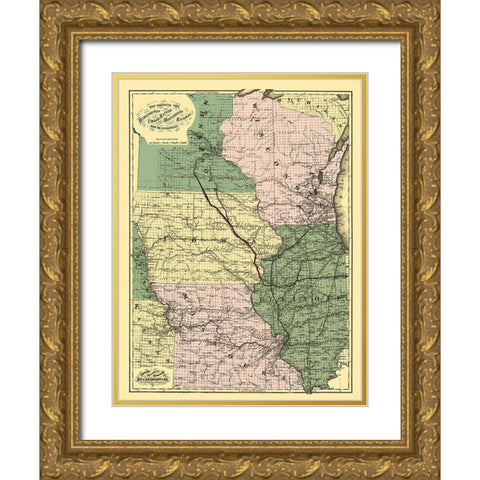 Burlington, Cedar Rapids and Minnesota Railway Gold Ornate Wood Framed Art Print with Double Matting by Colton