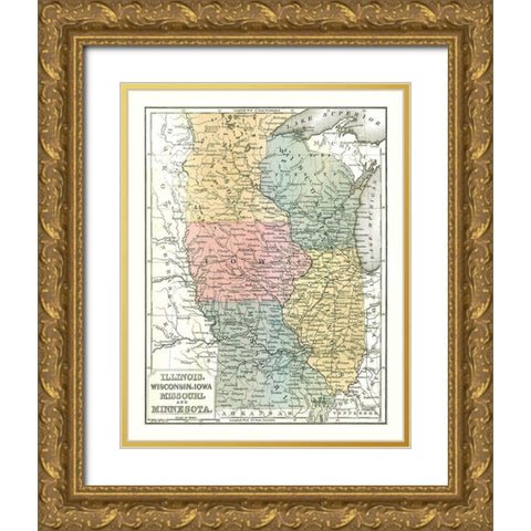 North Midwest - Mitchell 1869 Gold Ornate Wood Framed Art Print with Double Matting by Mitchell